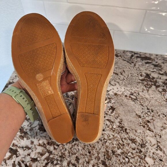 Tory Burch Frieda Platform Wedge‎ Espadrille Open Toe Sandals Heels  size 10M - Picture 10 of 12